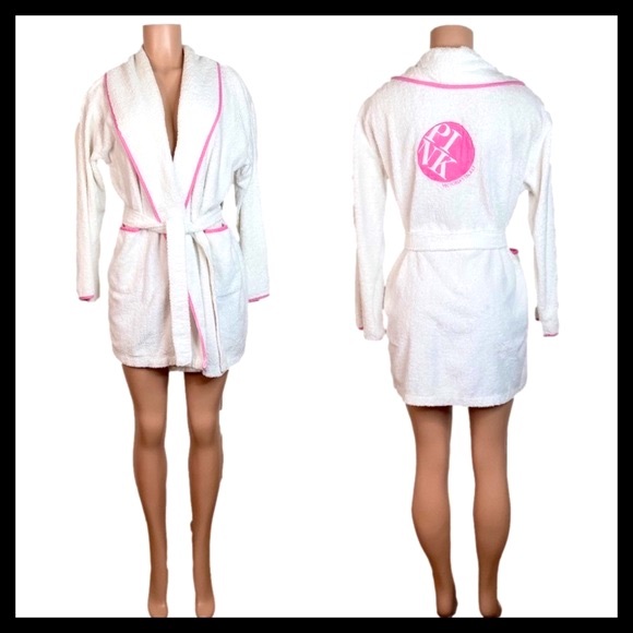 PINK VICTORIA’S SECRET Wrap Robe White & Pink - Picture 3 of 7